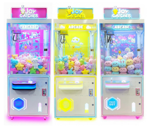 Blue, pink, and yellow Joy Catcher claw machine bundle