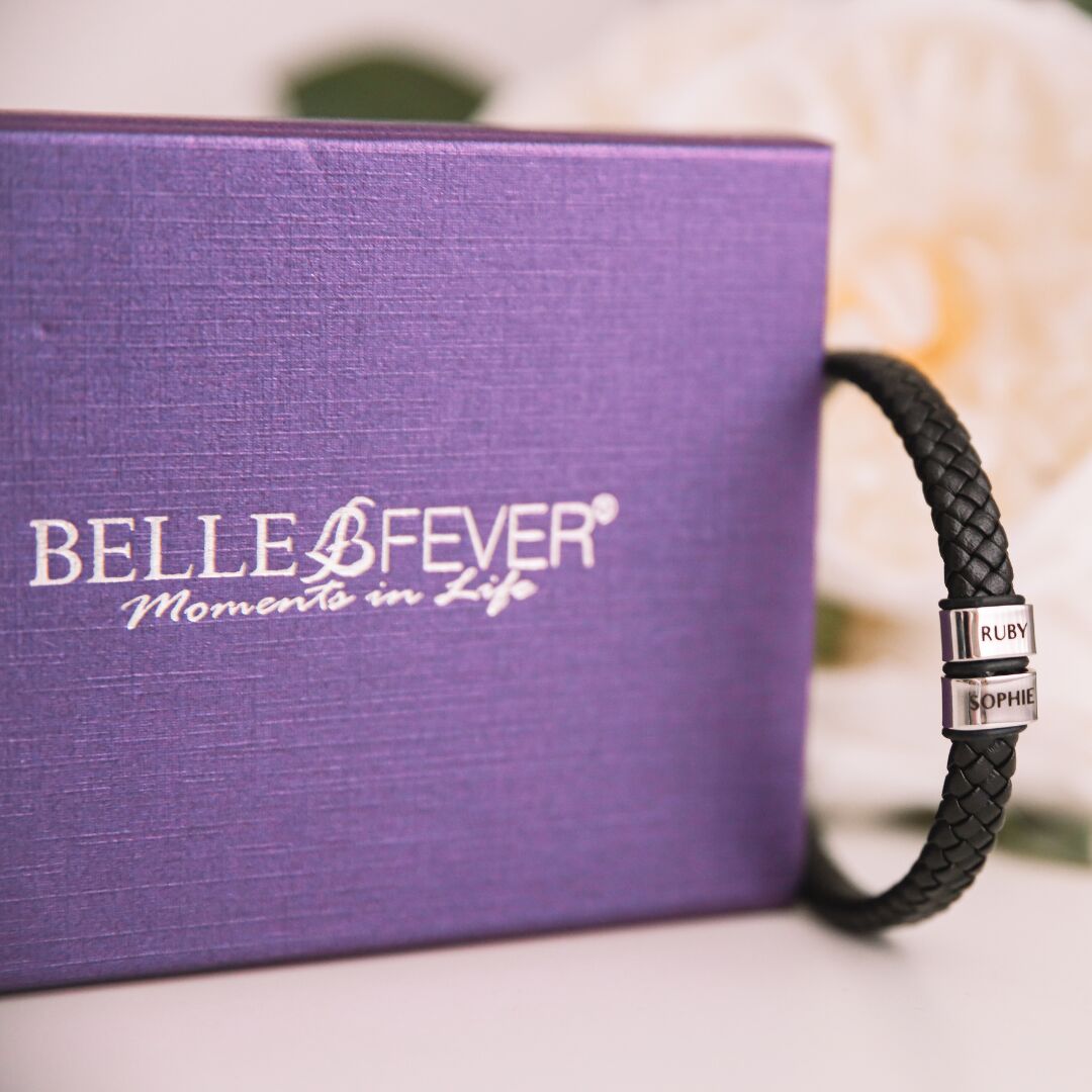 Personalised Black Leather Bracelet