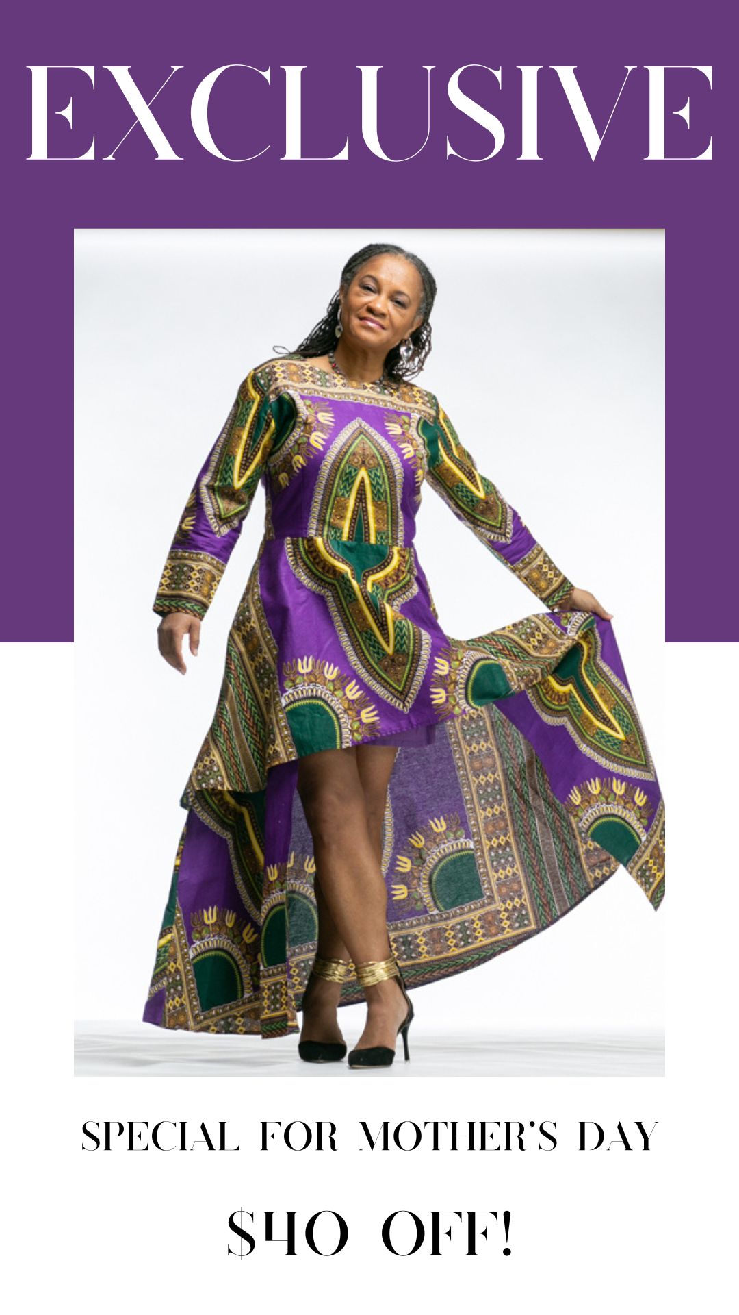 Hi-Low African Dashiki Maxi Dress