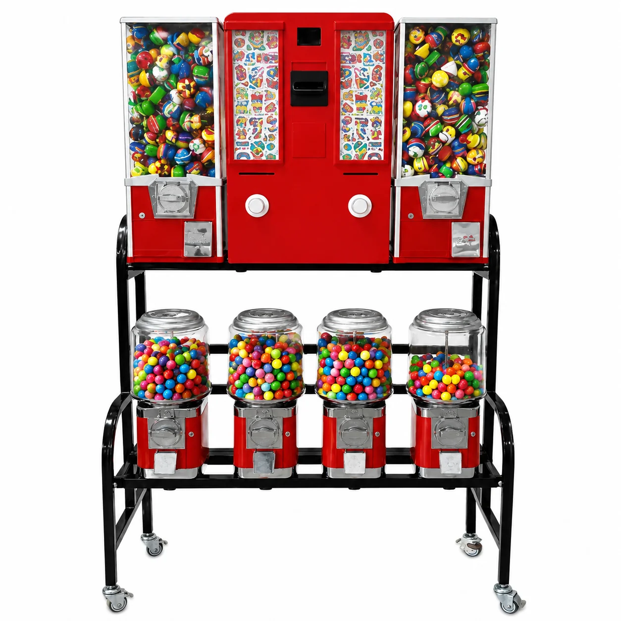 Electronic seven-unit bulk vending rack