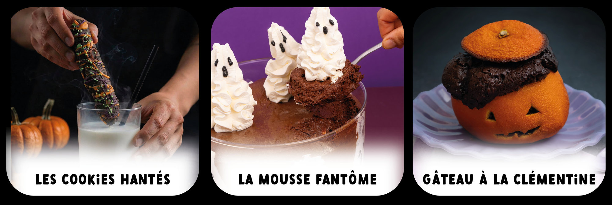 Les cookies hantés, la mousse fantôme, gâteau à la clémentine
